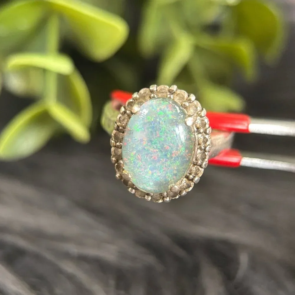 Silver‎ 925 Opal/Cz Ring
